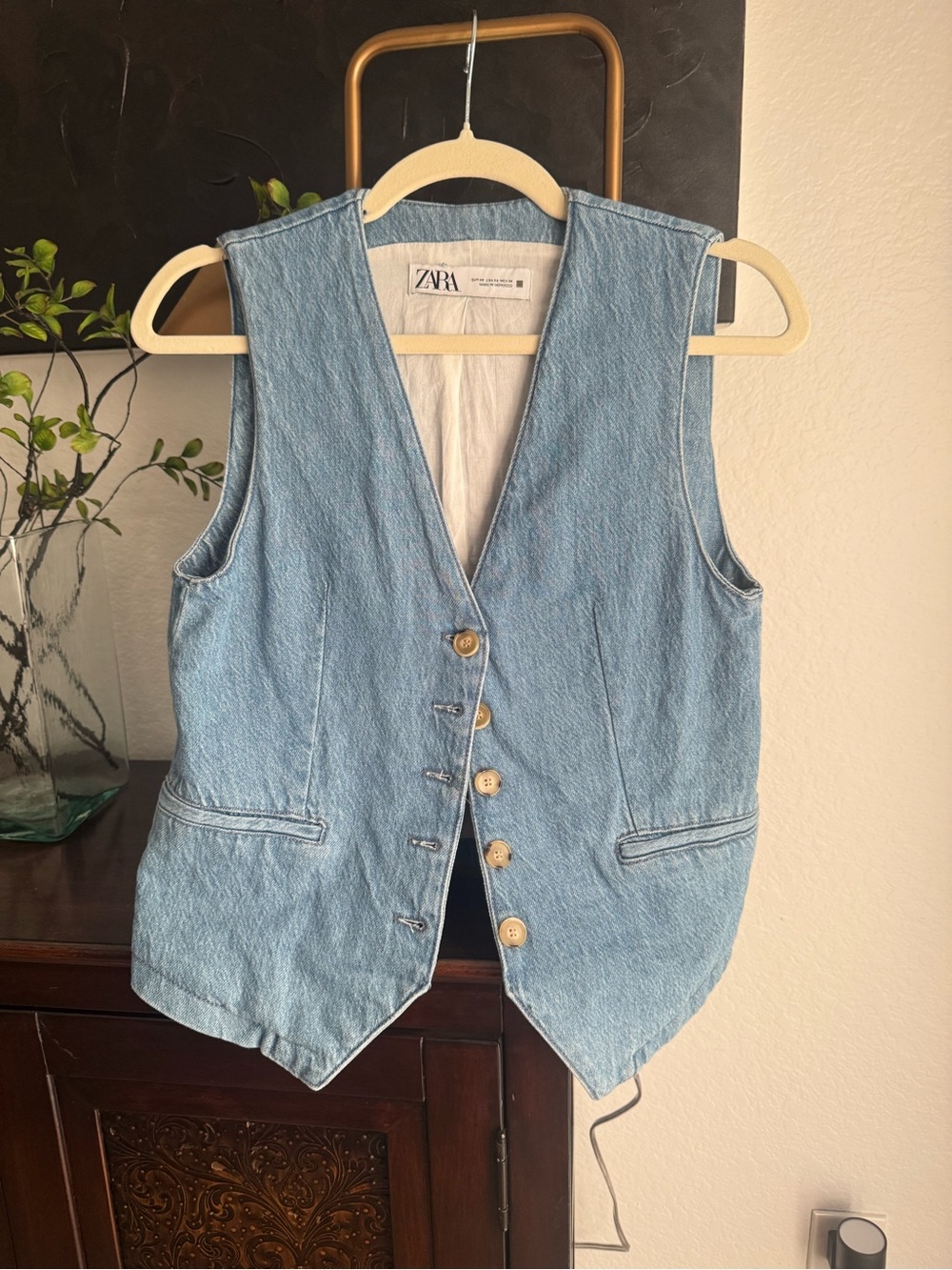 ZARA Light Denim Button-Front Vest